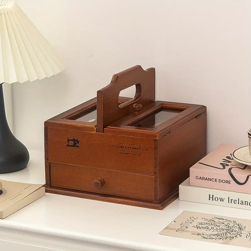 Ящики для рукоделия из дерева, отделяющие коробки для вышивки, перекресты, вышитые вручную для хранения материалов