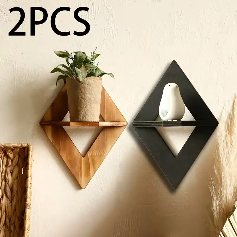 1 шт. Болеешанская вешалка – Минималистичная геометрическая настенная полка из искусственного дерева, подходит для декора, растений и мелких предметов – Экономичное хранение для гостиной, спальни, офиса (без акцента)