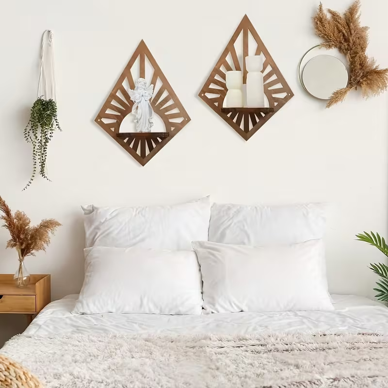 Деревянная перегородка с кристаллами, полочка, настенный органайзер, декоративная рамка для фона, аксессуар для ароматических свечей