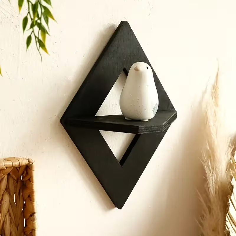 1 шт. Болеешанская вешалка – Минималистичная геометрическая настенная полка из искусственного дерева, подходит для декора, растений и мелких предметов – Экономичное хранение для гостиной, спальни, офиса (без акцента)