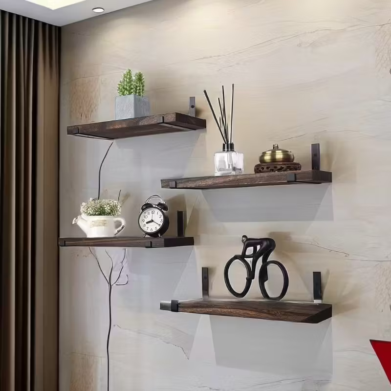 4 шт., Настенные полки, Широкие деревянные полки для интерьера, Подходят для спальни, гостиной, кухни, ванной, офиса, хранения растений на стене