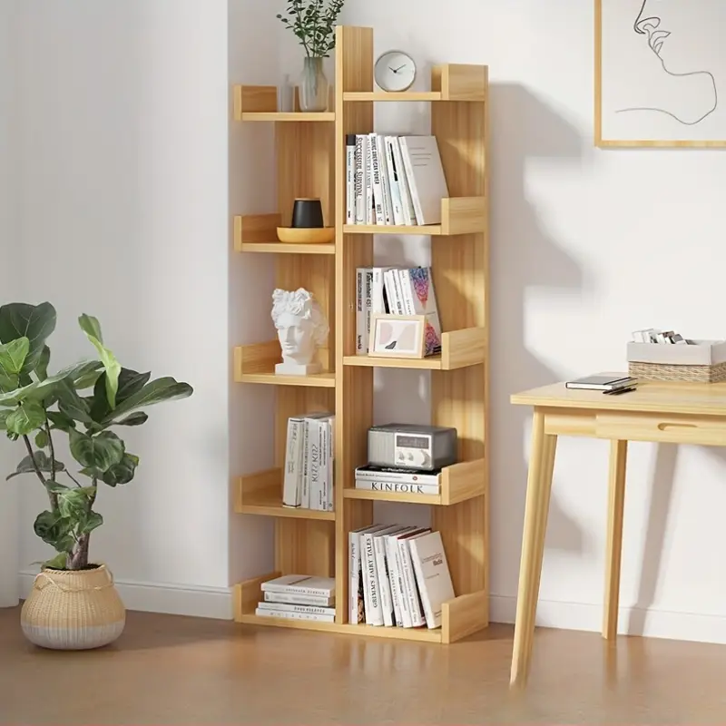 1 белая деревянная книжная полка с 8 полками для хранения – стильная деревянная домашняя или офисная стойка для хранения, которая добавляет ощущение природы в пространство, украшение полки