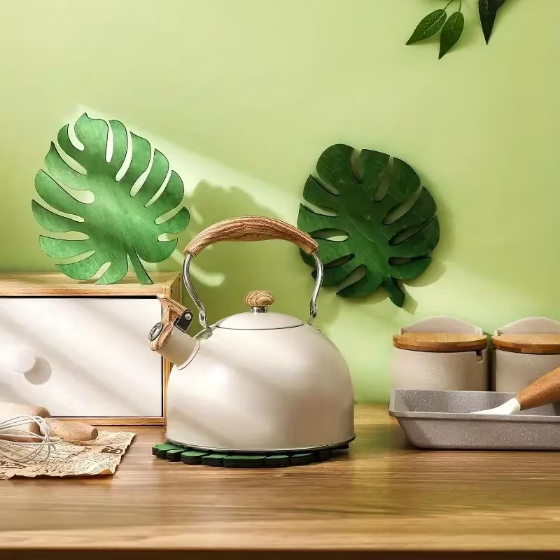 3 шт. Деревянные теплоизоляционные подставки – огнеупорные листья монстеры, плоские 2D, зеленые защитные коврики для кухонных стоек, стильные аксессуары для интерьера, естественная эстетика, жизненные необходимые вещи, изысканный декор для дома и обеденной зоны