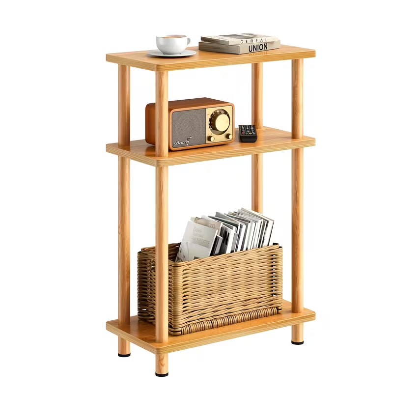 STORAGEPLUS 3-ступенчатый тонкий боковый стол с полкой для хранения – компактный конечный стол для гостиной, спальни, дивана – прочная деревянная конструкция, емкость хранения менее 3,2 куб фута, ночной столик для спальни. Минималистический дизайн. Прочная деревянная конструкция, мебель для небольших пространств