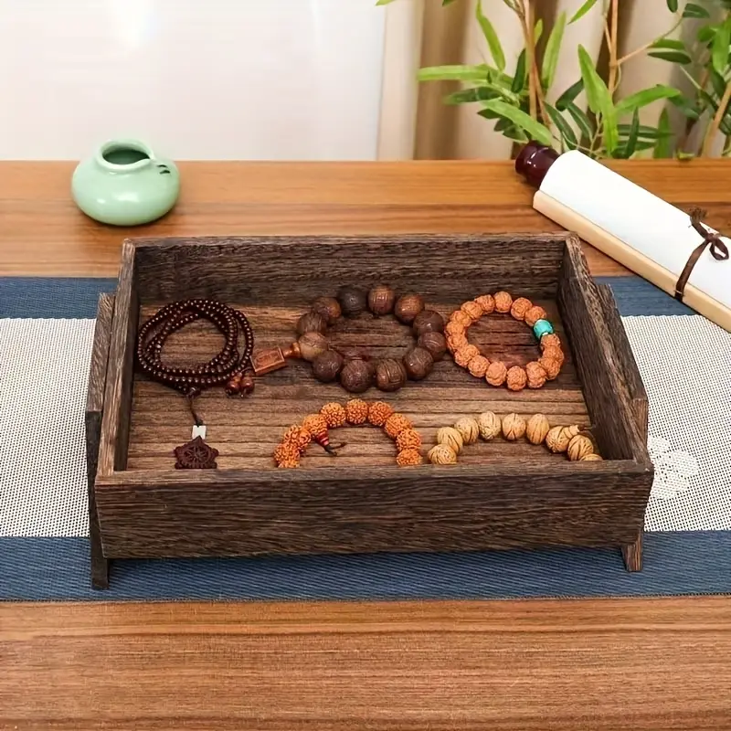 Винтажные прямоугольные деревянные тарелки для сбора чая в гостиной, настольные коробки для сбора мусора