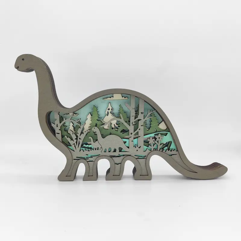 Деревянная многоуровневая гравировка животных украшения для дома шкаф для книг офис настольный стол мультфильмы творческие украшения подарки