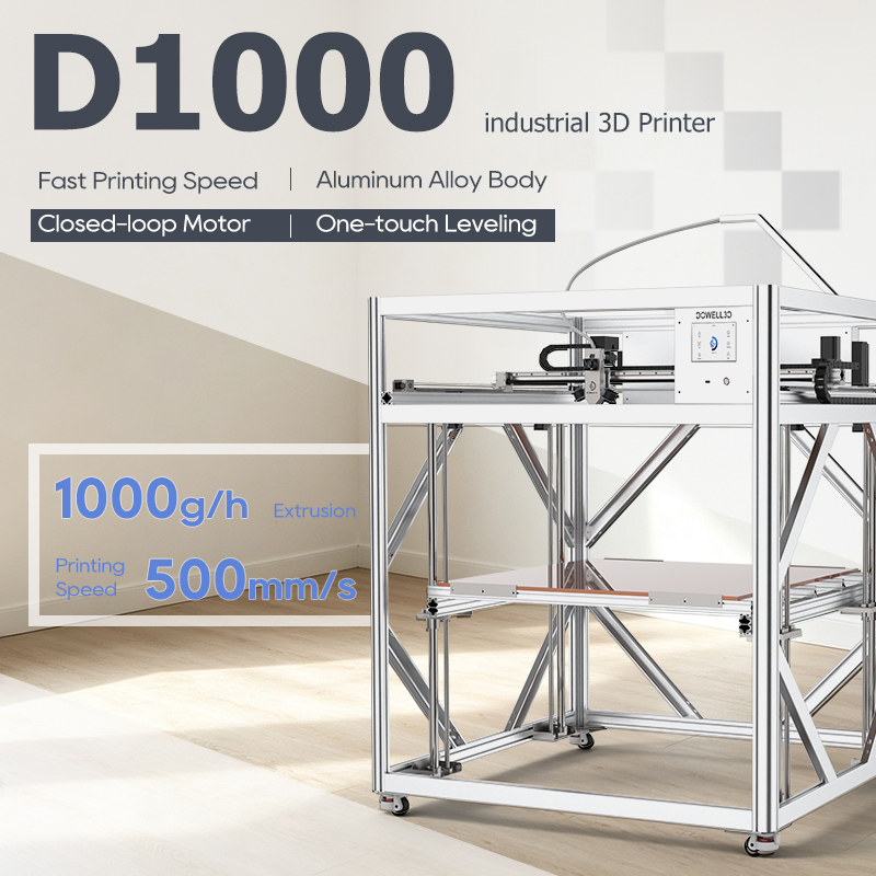 Промышленный 3D-принтер Dowell с рабочей областью 1000×1000×1000 мм — высокоточный и быстрый принтер большого формата для создания 3D-скульптур.