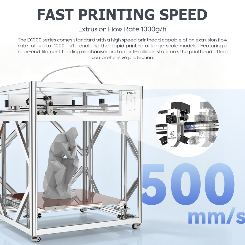Промышленный 3D-принтер DOWELL3D D1000 с рабочей областью 1000 мм и функцией автоматического выравнивания для быстрого прототипирования