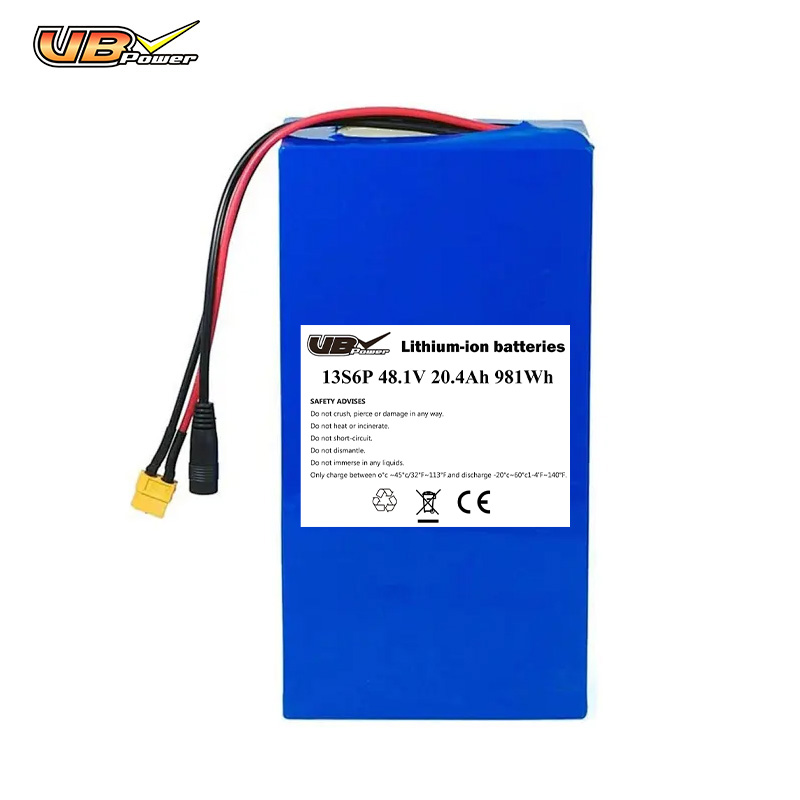 Vbpower Литий‑ионный аккумулятор 48 В 20,4 А·ч 13S6P с защитой BMS для электровелосипедов и электросамокатов, возможна кастомизация размеров