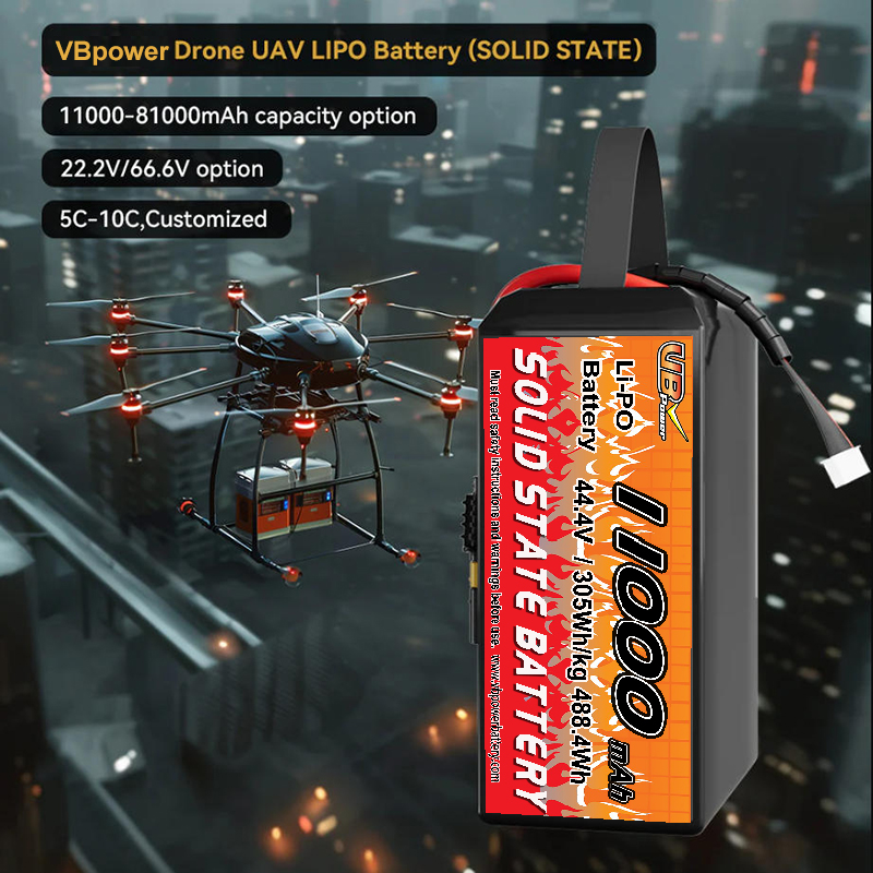 VBpower 11000 мА·ч 44,4 В 12S Высокоэнергетическая твердотельная аккумуляторная батарея для дронов, мультироторов, VTOL и картографирования