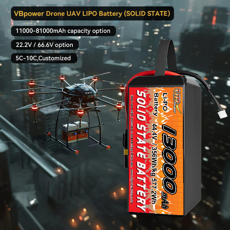 VBpower 13000 мА·ч 44,4 В 12S Высокоэнергетическая твердотельная аккумуляторная батарея для дронов, мультироторов, VTOL и картографирования