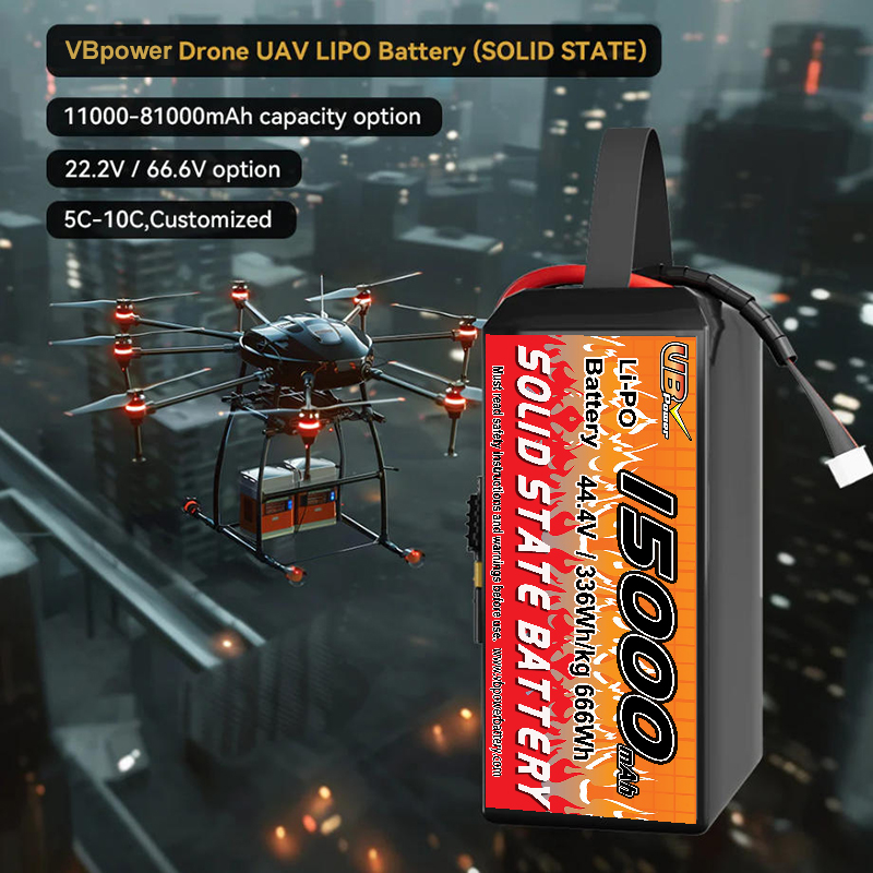 VBpower 15000 мА·ч 44,4 В 12S Высокоэнергетическая твердотельная аккумуляторная батарея для дронов, мультироторов, VTOL и картографирования