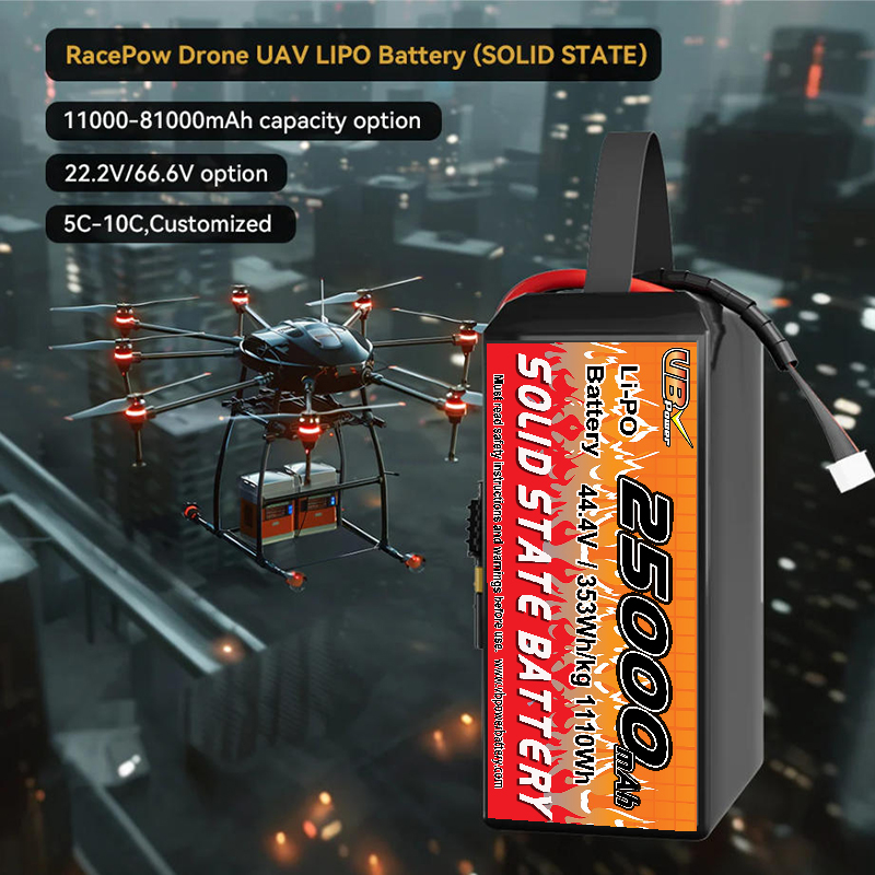 VBpower 25000 мА·ч 44,4 В 12S Высокоэнергетическая твердотельная аккумуляторная батарея для дронов, мультироторов, VTOL и картографирования