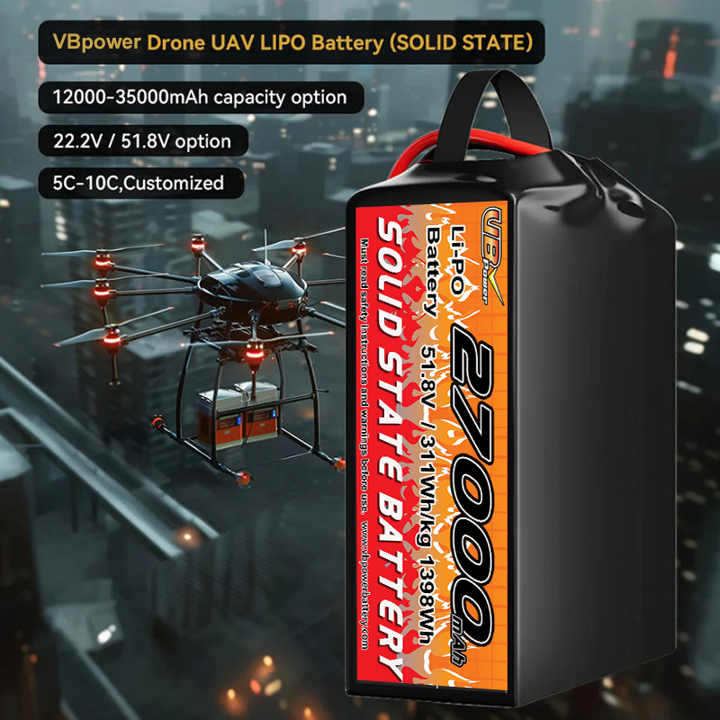 VBpower Твердотельный аккумулятор высокой плотности энергии 27000 мА·ч, 51,8 В, 14S для многороторных беспилотников ВПВ и аэросъемки