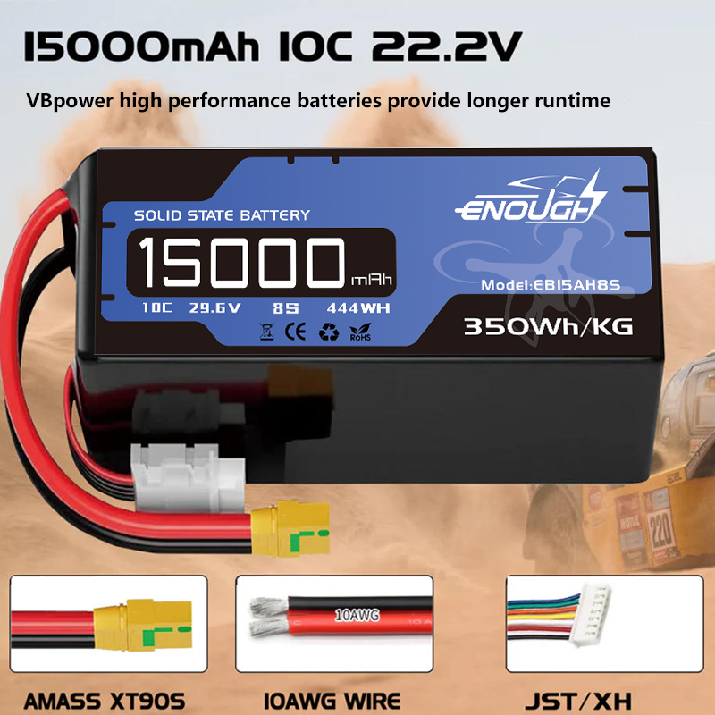 VBpower Аккумулятор LiPO 8S 29.6В 15000 мАч 10C Мягкий корпус для дронов, БПЛА, FPV, машин, грузовиков, танков RC Полутвердотельный аккумулятор