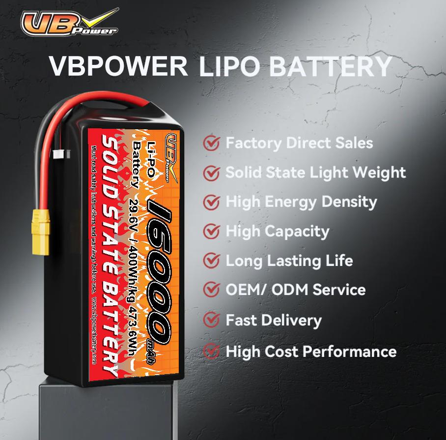 VBpower 16000мА·ч Высокоэнергетическая твердотельная батарея для дронов, мультироторных БПЛА и VTOL (вертикальный взлёт и посадка), картографирования