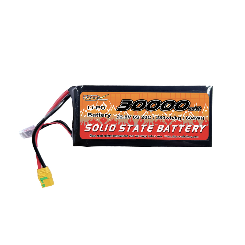 VBpower 30000mAh 22.8V 6S 20C Твердотельный аккумулятор для дронов. Высокоскоростной Липо-аккумулятор с высокой плотностью энергии для дронов FPV, БПЛА, eVTol, AGV-роботов.