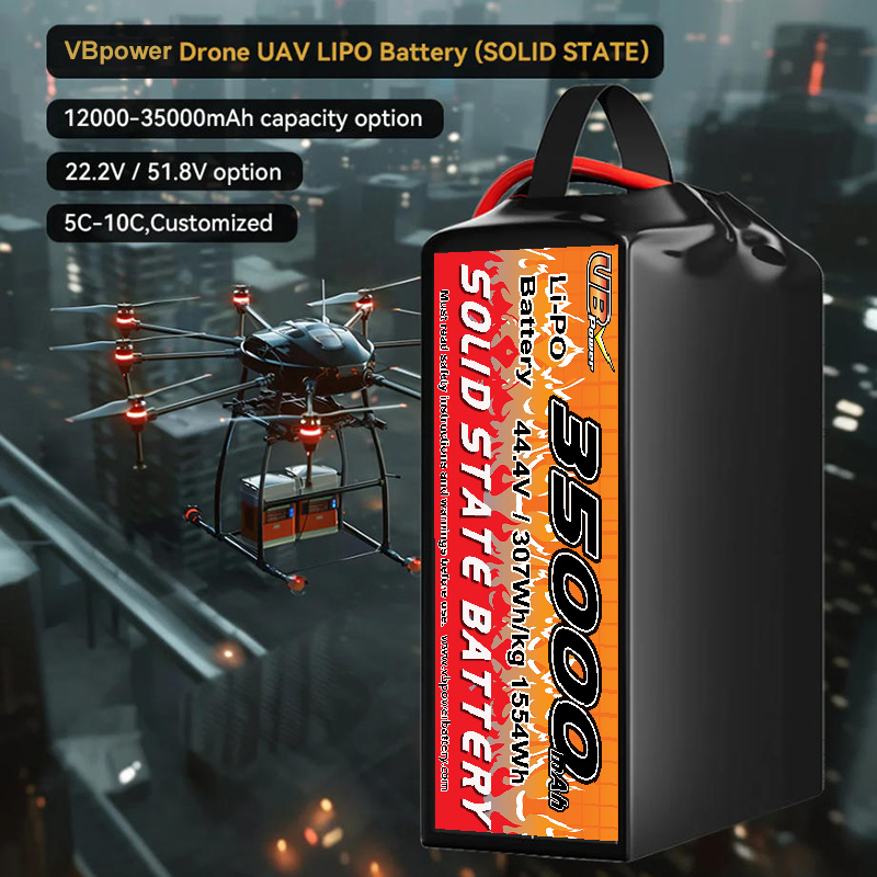 VBpower 35000 мА·ч 44,4 В 12S Высокоэнергетическая твердотельная аккумуляторная батарея для дронов, мультироторов, VTOL и картографирования