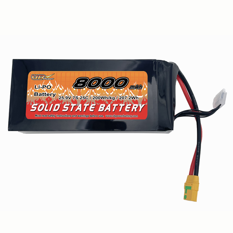 VBpower Высокотоковый твердотельный аккумулятор Высокая плотность энергии | 7S 8000mAh 25.9V Li-Po | Для дронов, БПЛА, eVTOL и AGV-роботов