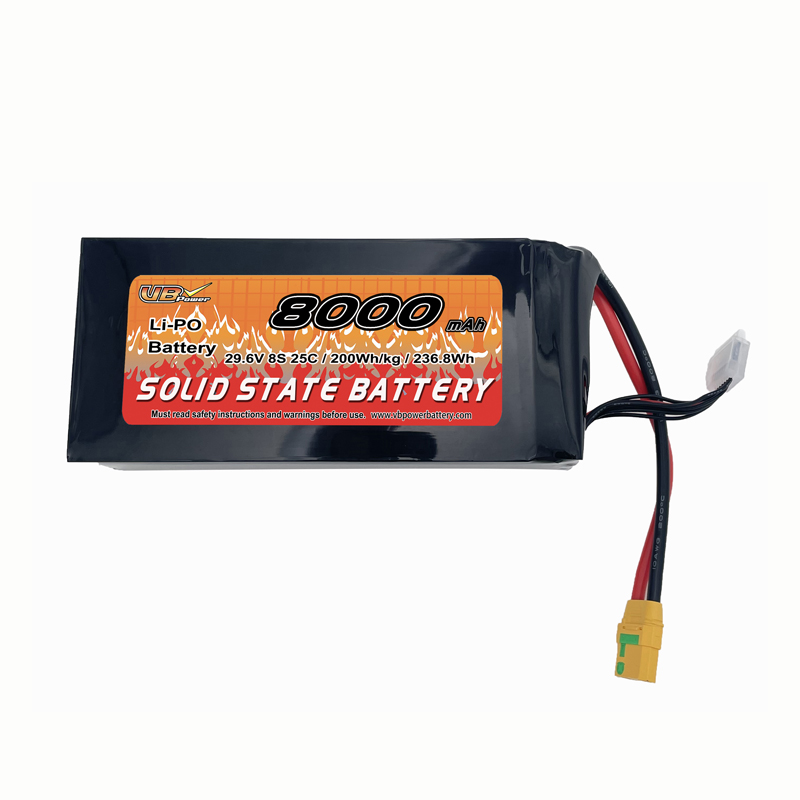 VBpower Высокотоковый твердотельный аккумулятор Высокая плотность энергии | 8S 8000mAh 29.6V Li-Po | Для дронов, БПЛА, eVTOL и AGV-роботов