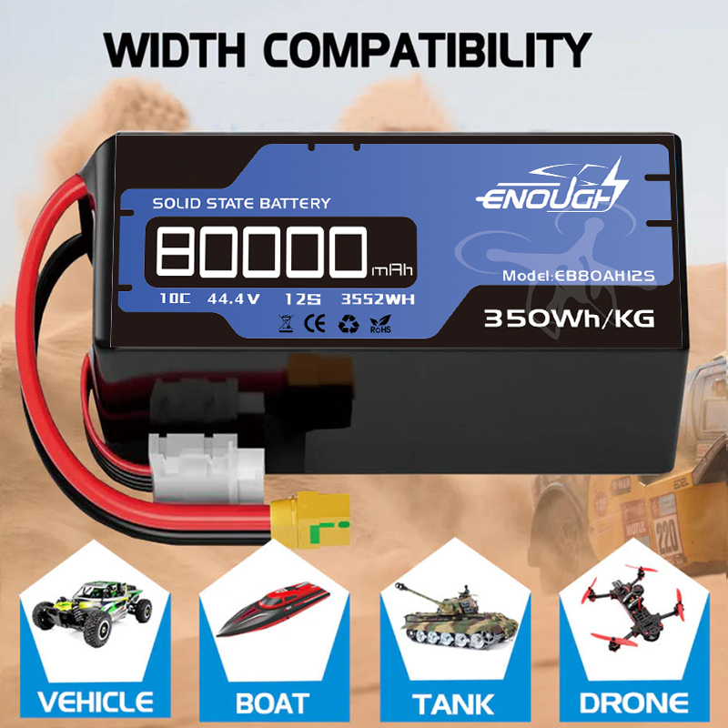 VBpower 12S полутвердотельный аккумулятор LiPo 44,4 В 10С 80000 мА·ч мягкий корпус для дронов БПЛА FPV RC‑моделей