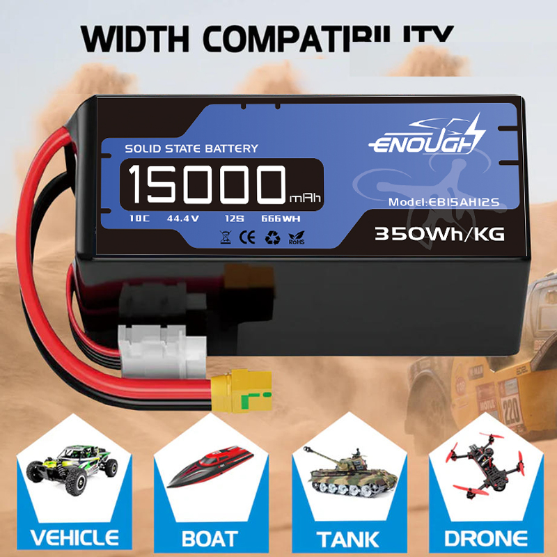 VBpower Аккумулятор LiPO 12S 44.4 В 15000 мАч 10C Мягкий корпус для дронов, БПЛА, FPV, машин, грузовиков, танков RC Полутвердотельный аккумулятор