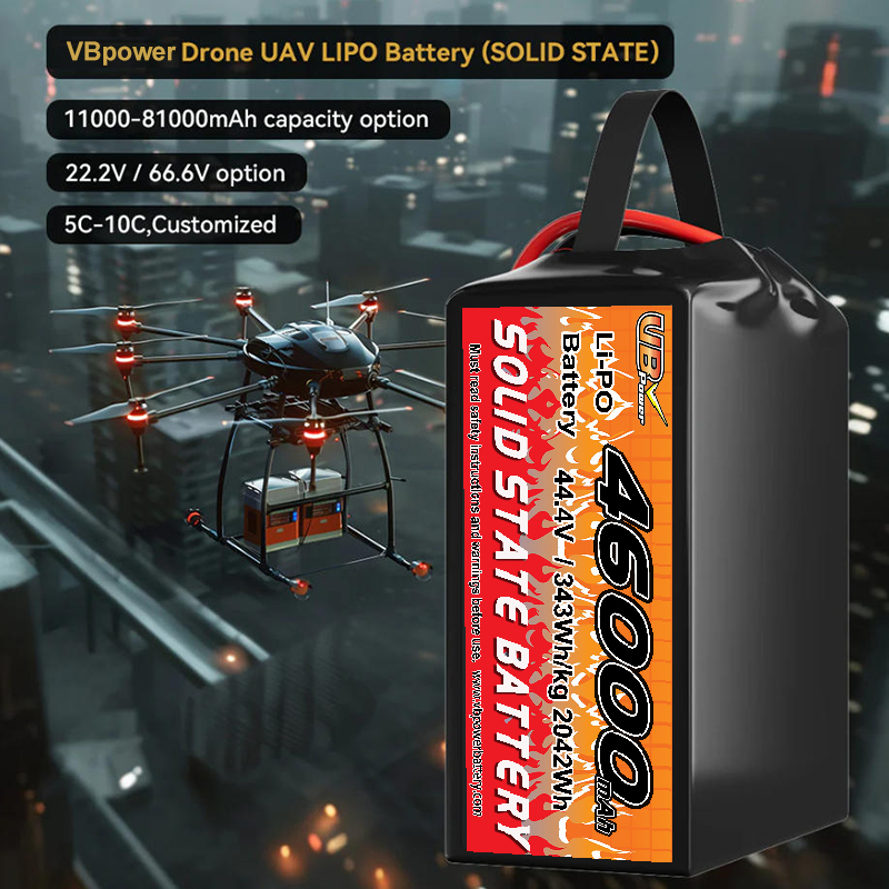 VBpower 46000 мА·ч 44,4 В 12S Высокоэнергетическая твердотельная аккумуляторная батарея для дронов, мультироторов, VTOL и картографирования
