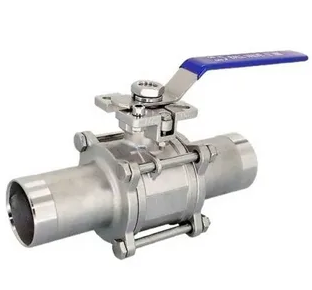 Кран шаровый приварной трехсоставной под привод нержавеющий