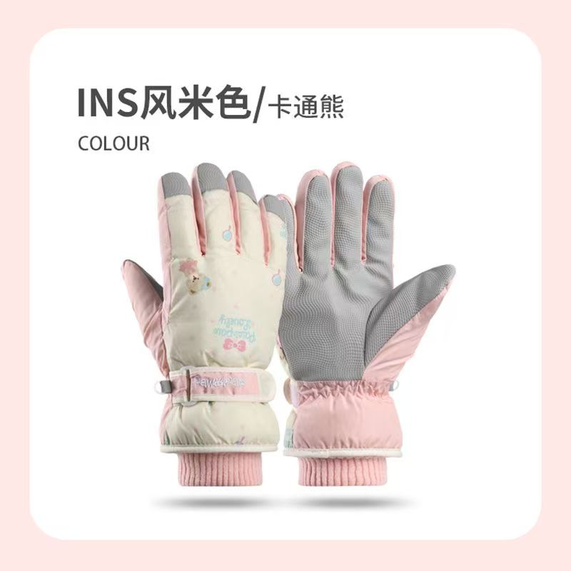 Перчатки для катания на лыжах в стиле ins с милым медвежонком