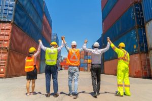 Group of Asian teamwork of workers people team company working i