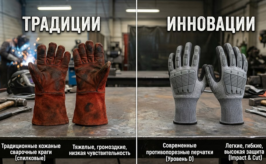 Противопорезные перчатки уровня D для тяжелой промышленности