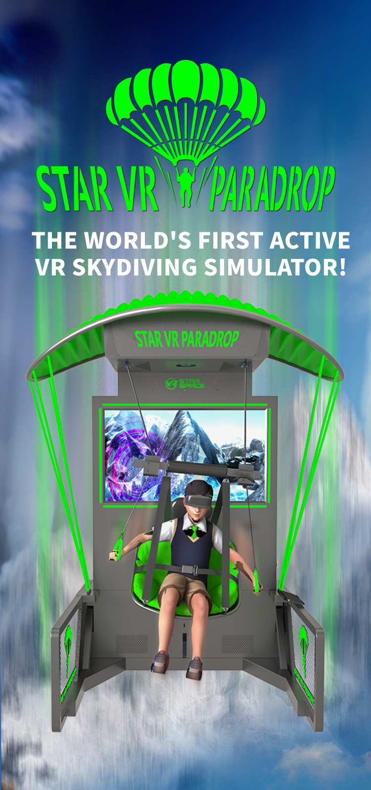 Star VR Paradrop — первый в мире управляемый VR-симулятор прыжков с парашютом!