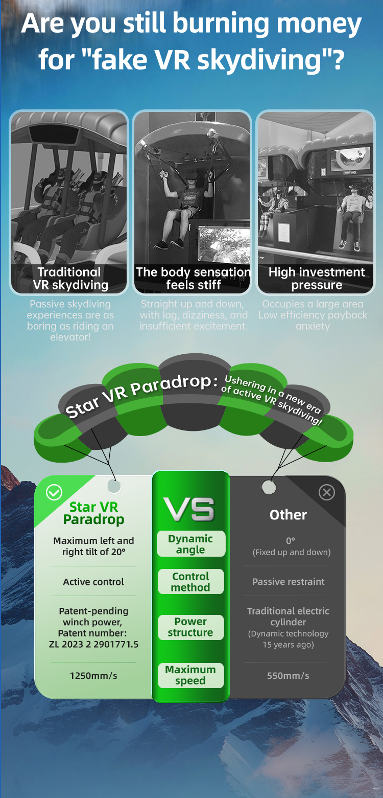 Star VR Paradrop — первый в мире управляемый VR-симулятор прыжков с парашютом!