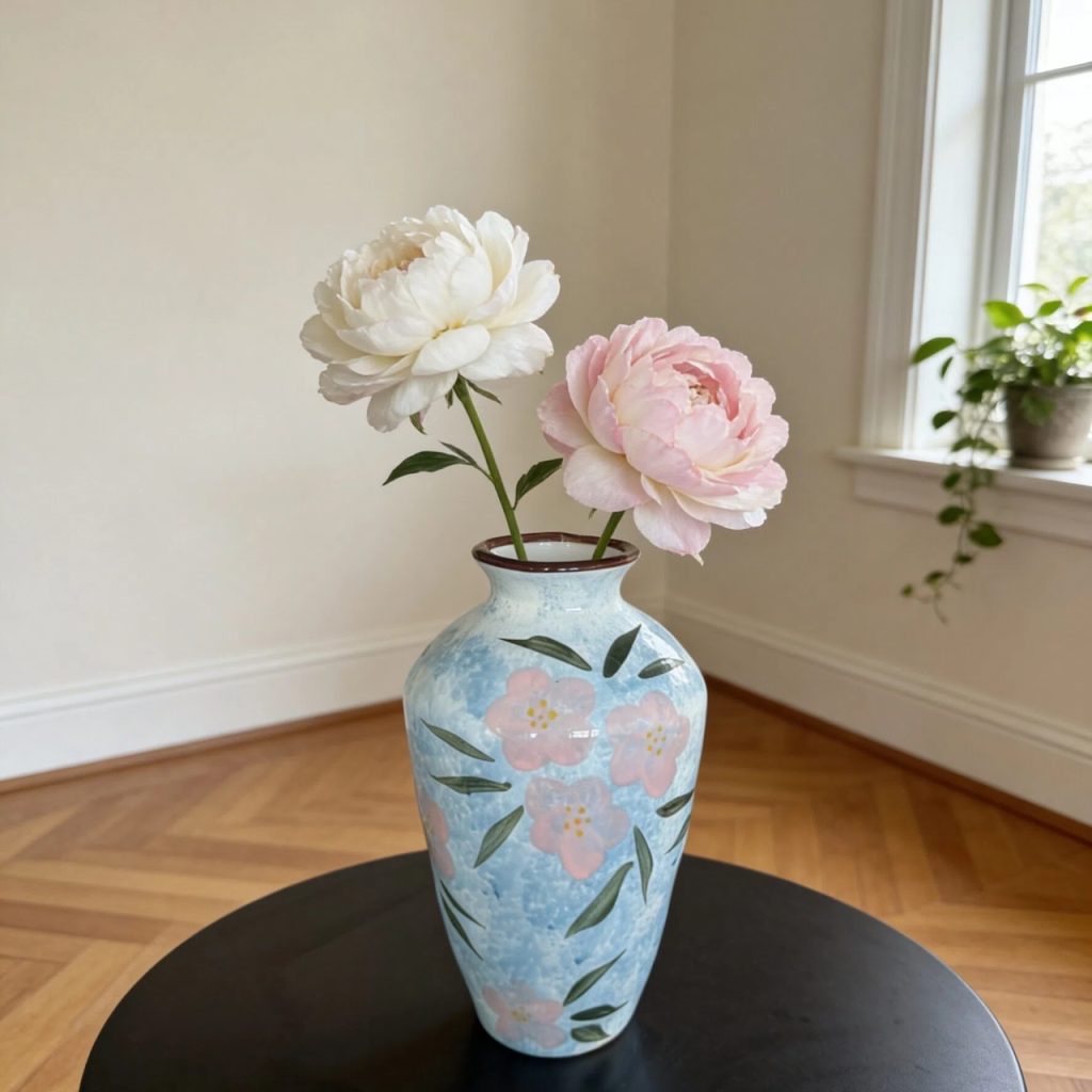 Элегантная керамическая ваза в стиле ретро с цв...