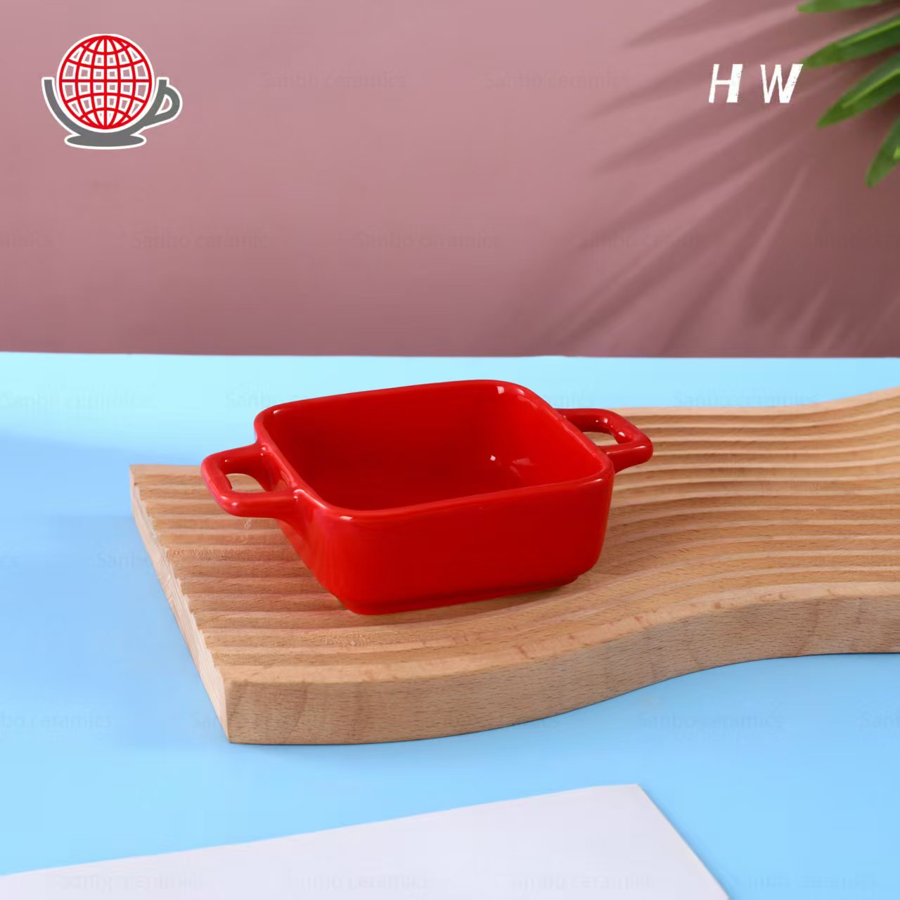 Квадратная керамическая миска для запекания риса с двумя ручками