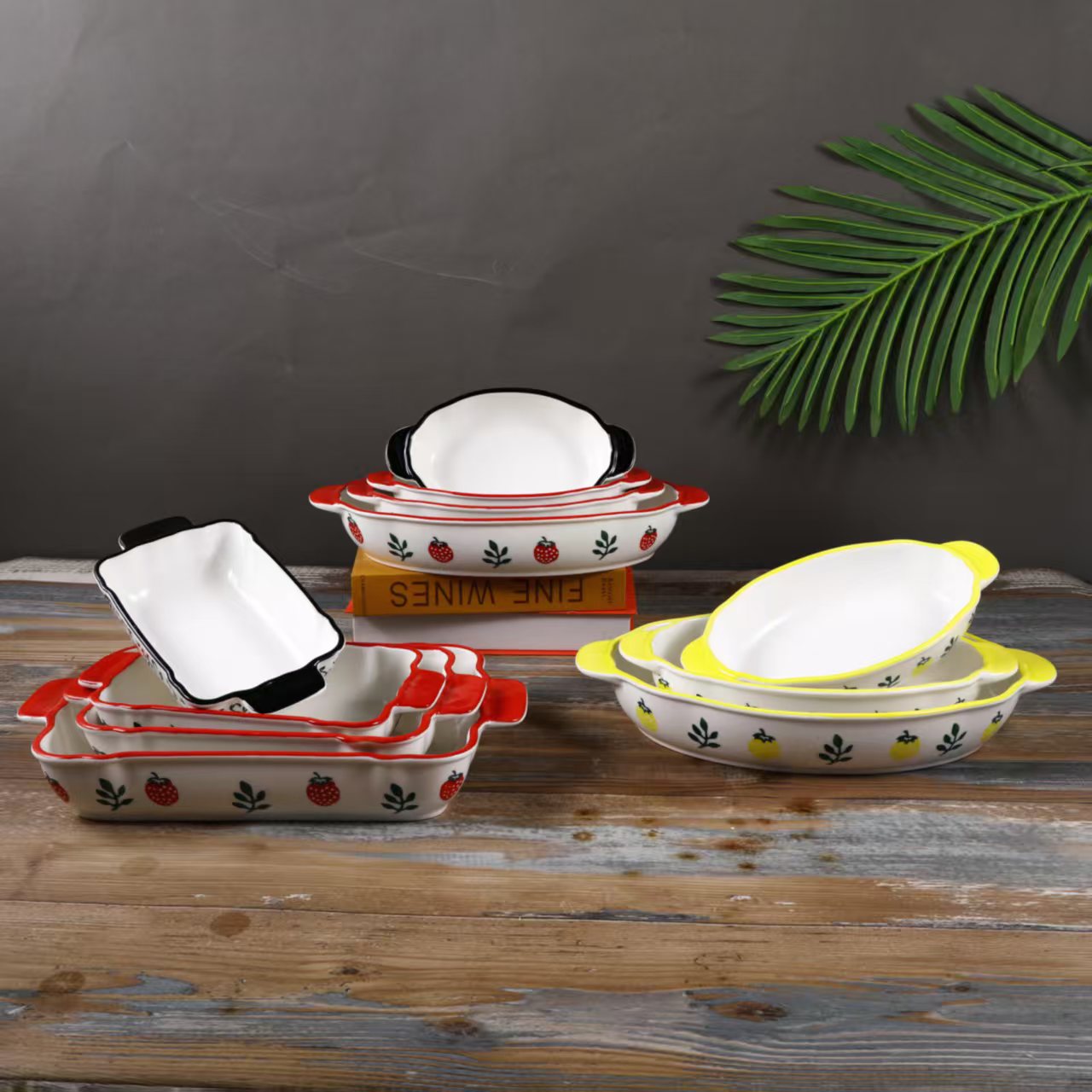 Набор высокотемпературных керамических овальных форм для выпечки, стильный и элегантный, оптом.