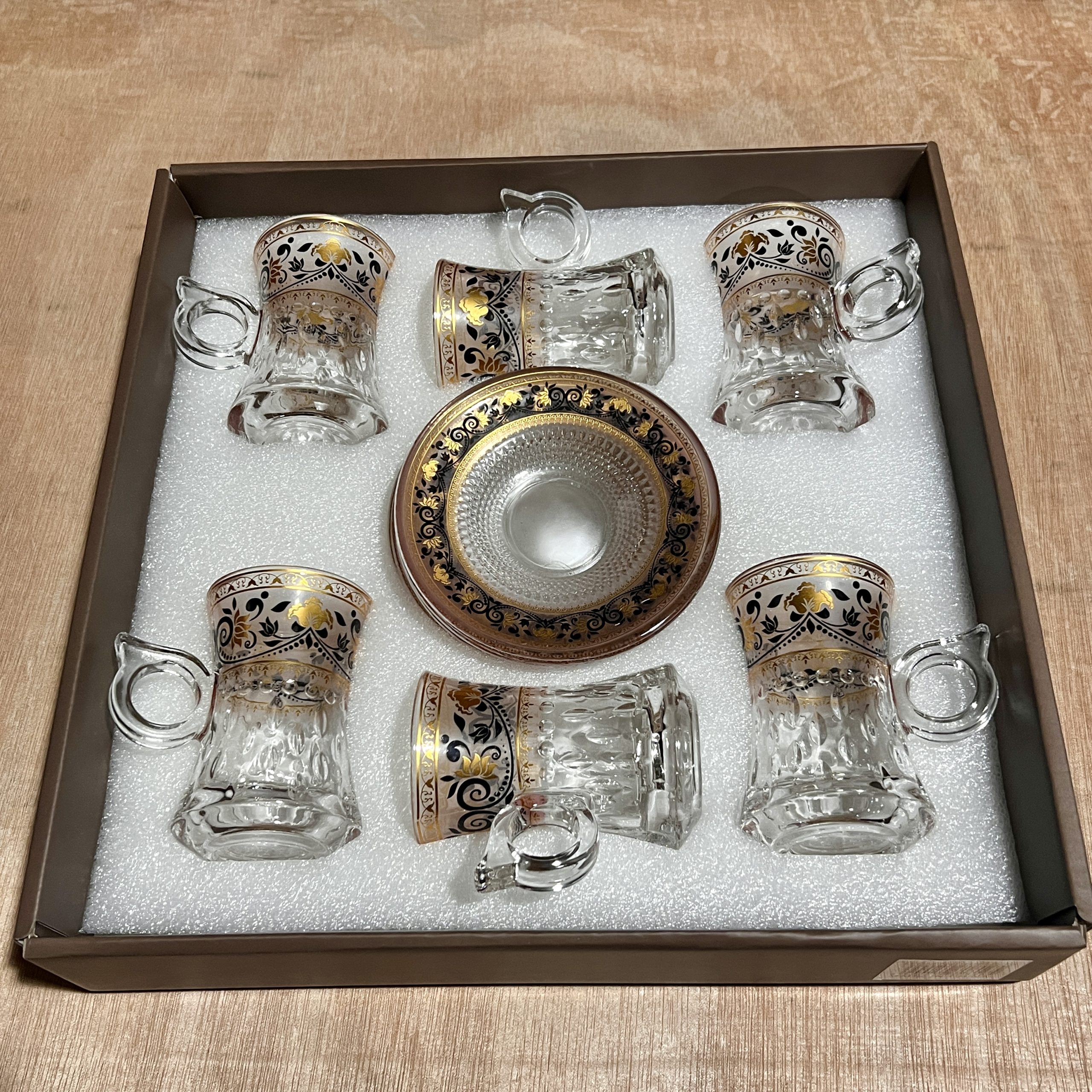 Набор кофейных бокалов в турецком стиле, винтажный дизайн, 6 предметов.