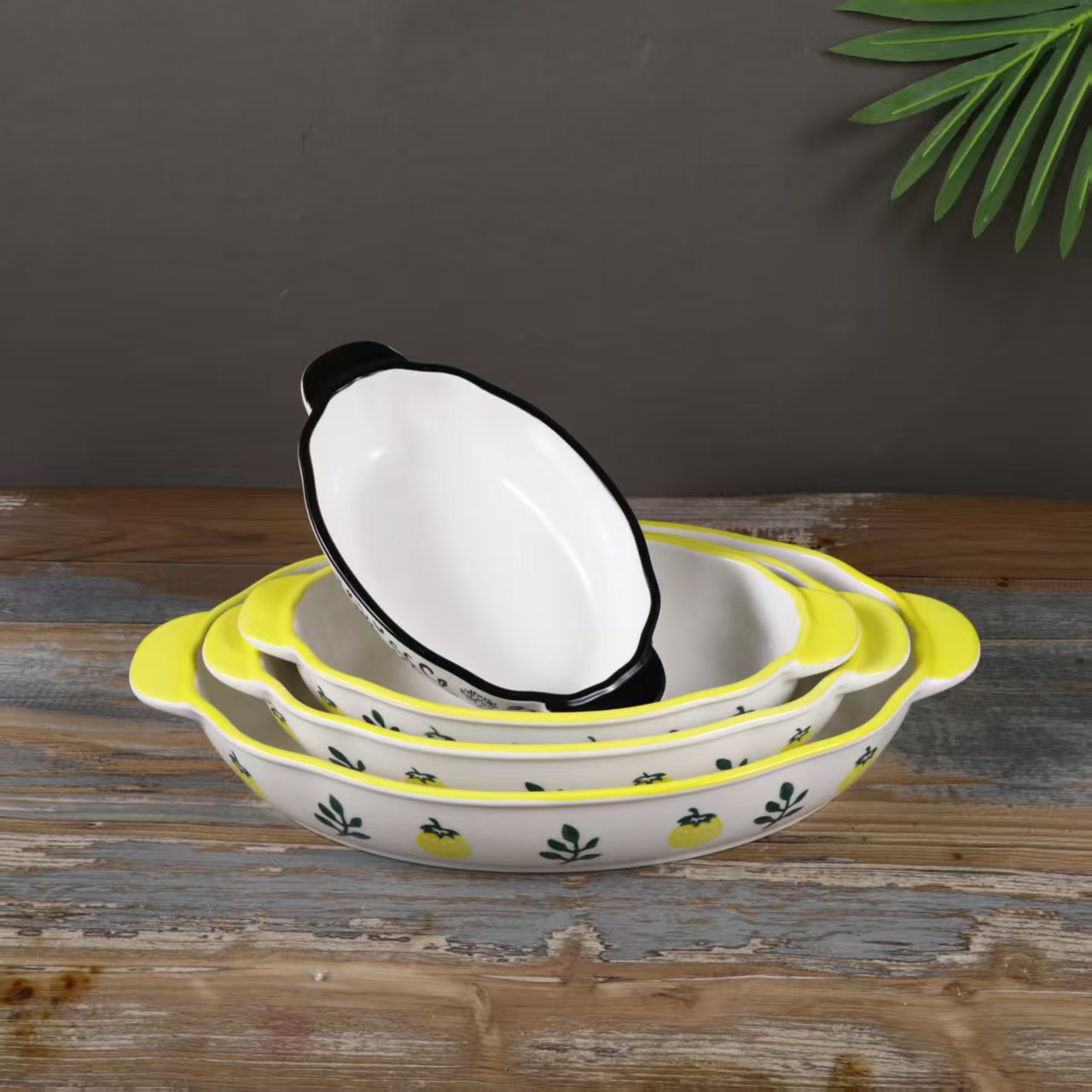 Набор высокотемпературных керамических овальных форм для выпечки, стильный и элегантный, оптом.