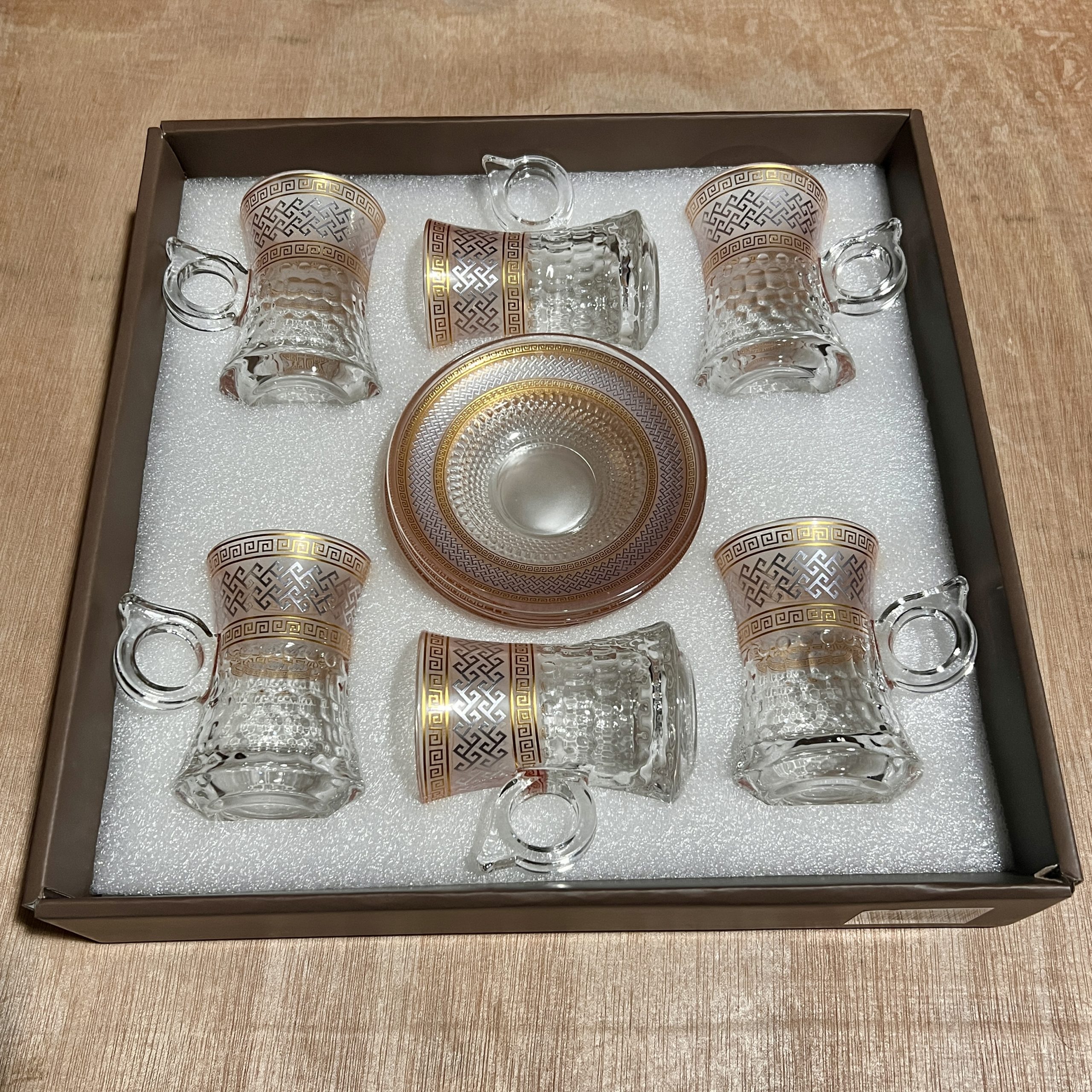 Набор кофейных бокалов в турецком стиле, винтажный дизайн, 6 предметов.