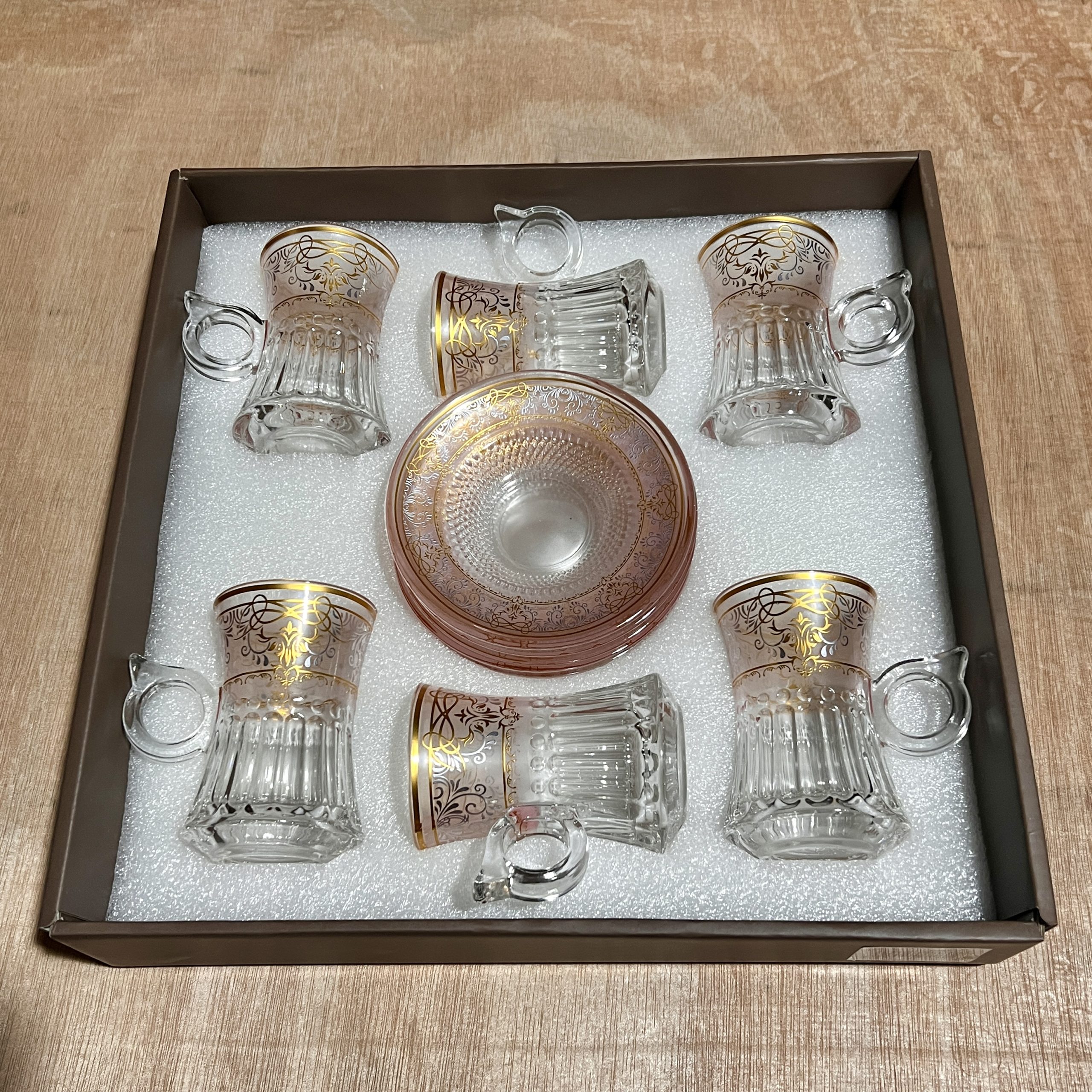 Набор кофейных бокалов в турецком стиле, винтажный дизайн, 6 предметов.