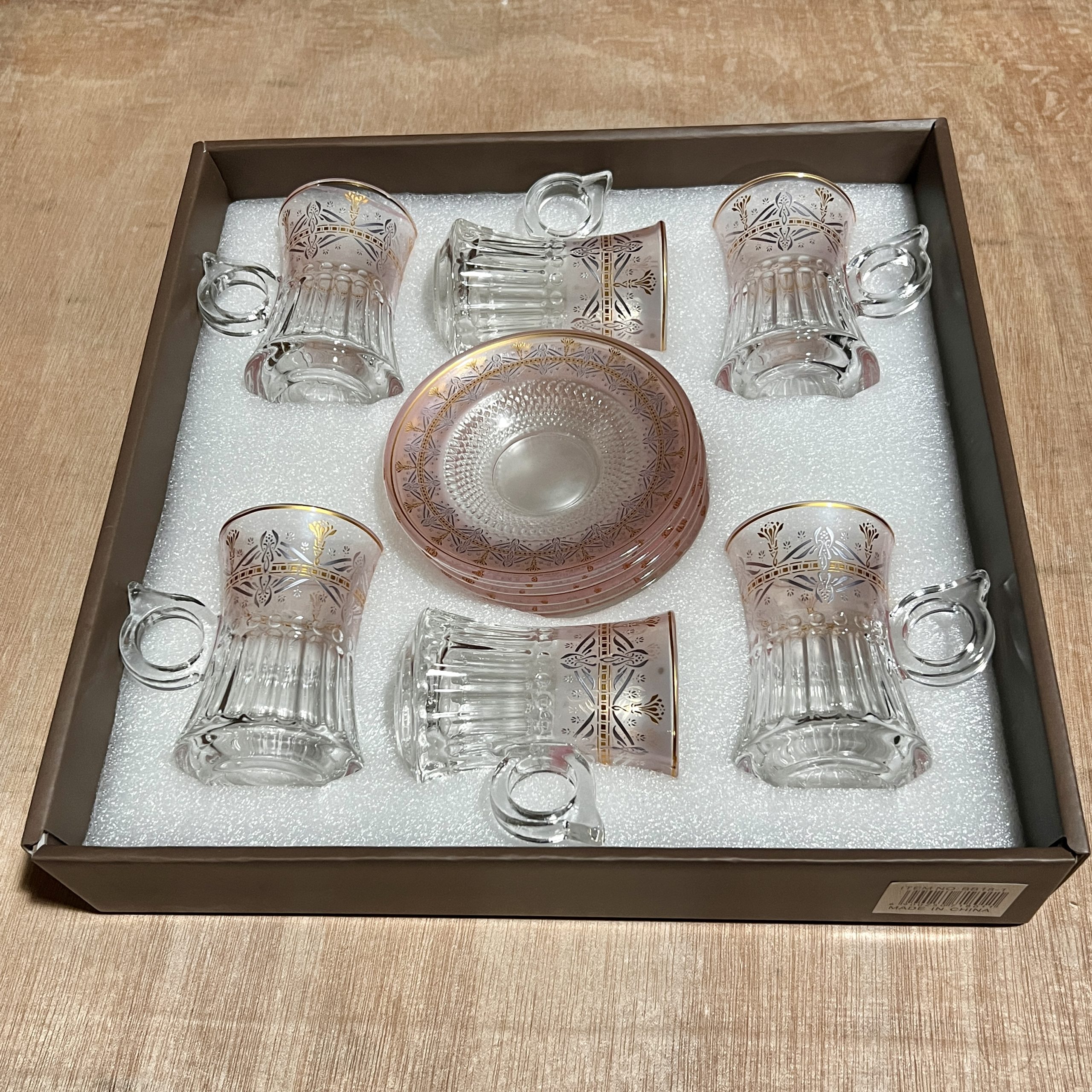 Набор кофейных бокалов в турецком стиле, винтажный дизайн, 6 предметов.