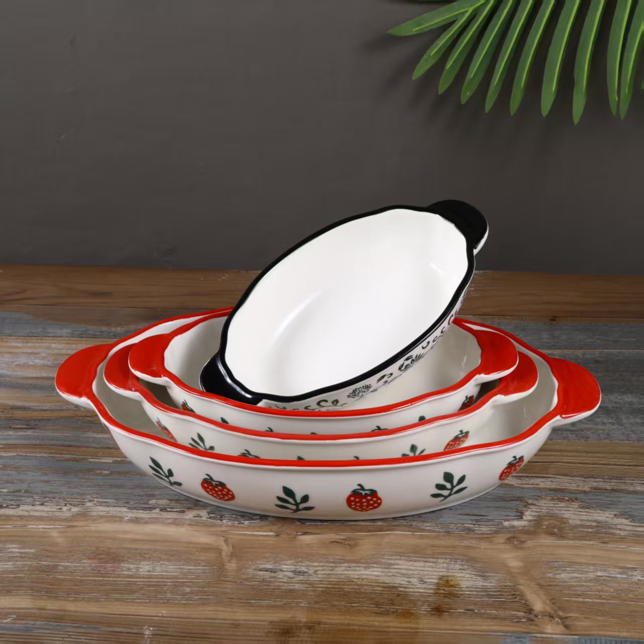 Набор высокотемпературных керамических овальных форм для выпечки, стильный и элегантный, оптом.