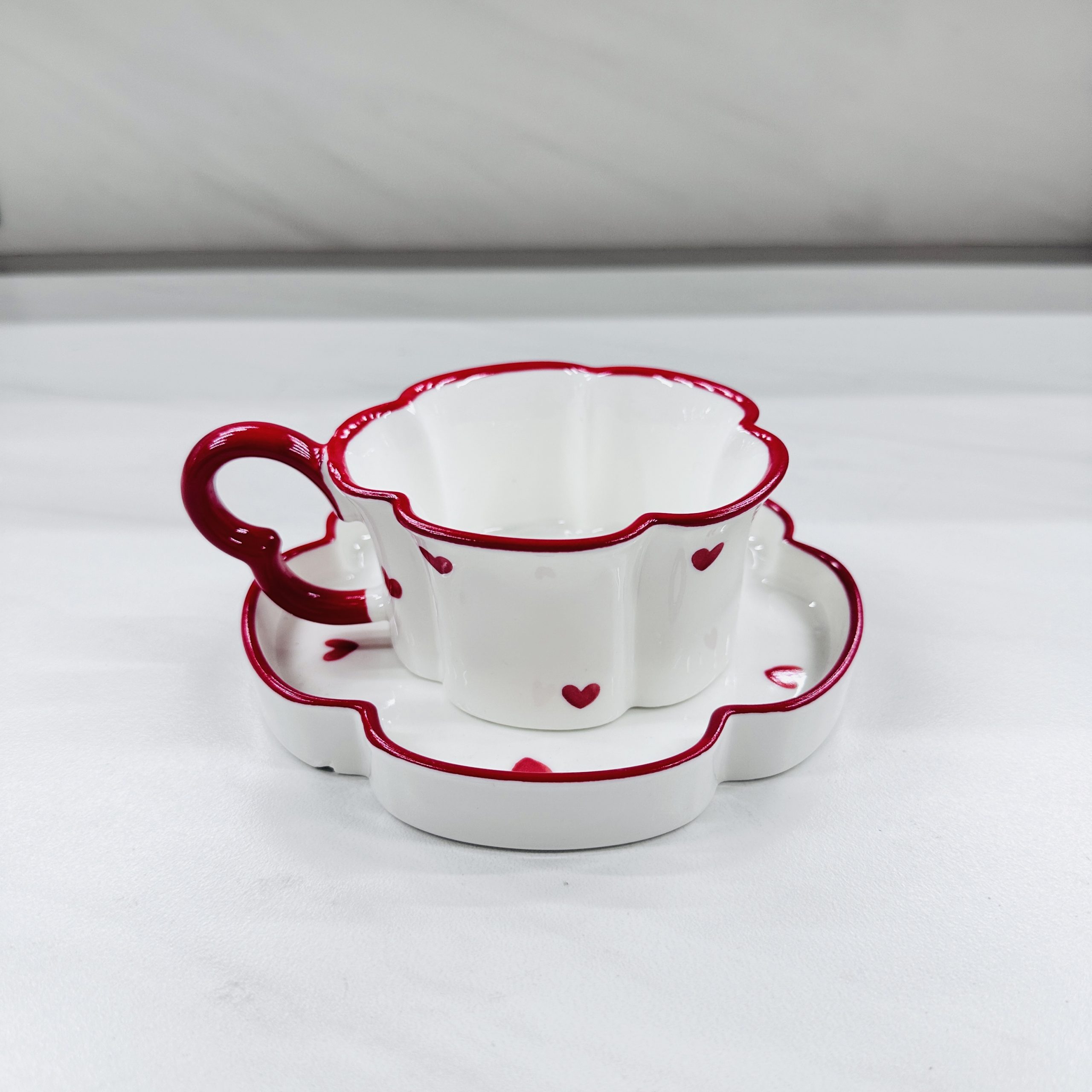 Набор из керамической чашки и блюдца ручной работы, свежий и элегантный стиль, керамическая кофейная чашка.