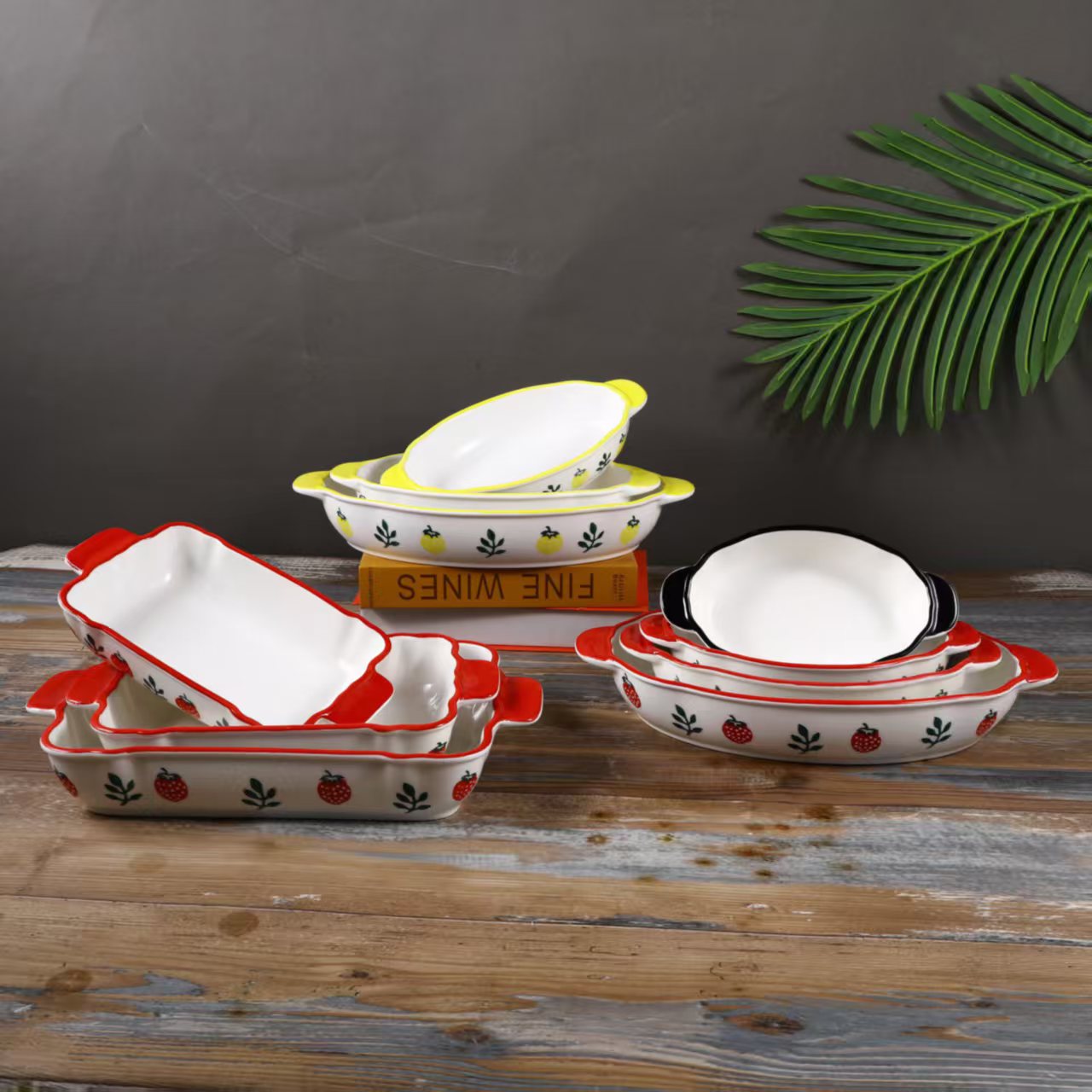 Набор высокотемпературных керамических овальных форм для выпечки, стильный и элегантный, оптом.