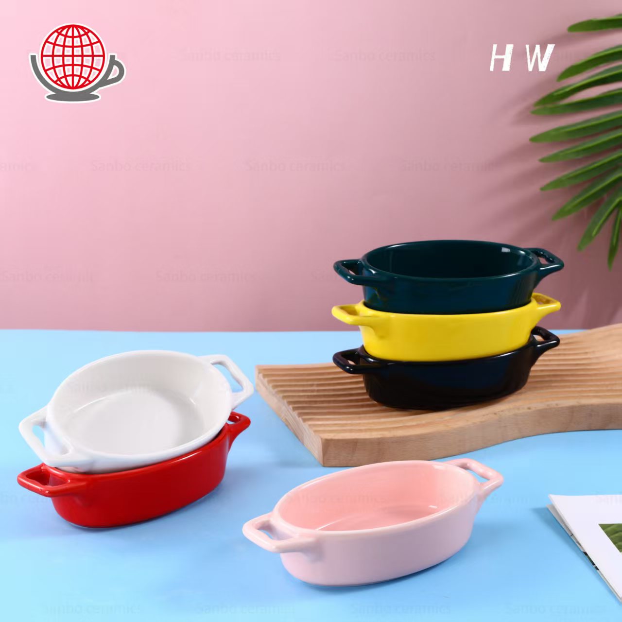 Квадратная керамическая форма для выпечки большого объема с двойными ручками