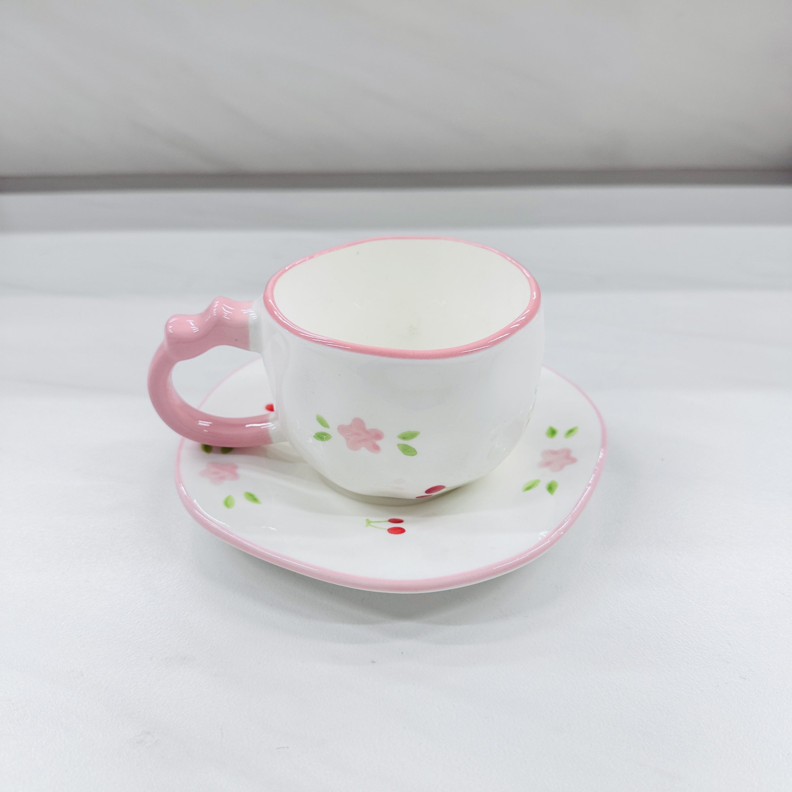 Набор из чашки и блюдца, симпатичная кофейная чашка в горошек, керамическая кружка, стиль ресторанного уровня.