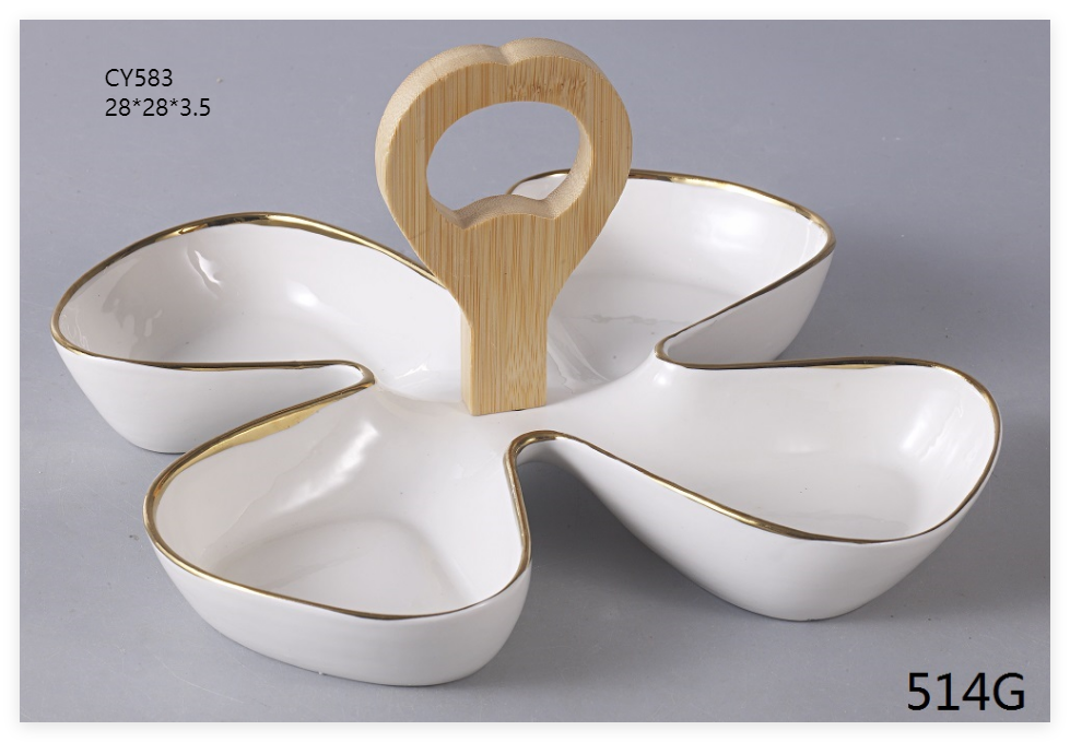 Керамический многосекционный поднос, деревянный декоративный поднос для фруктов, украшения для подноса для закусок