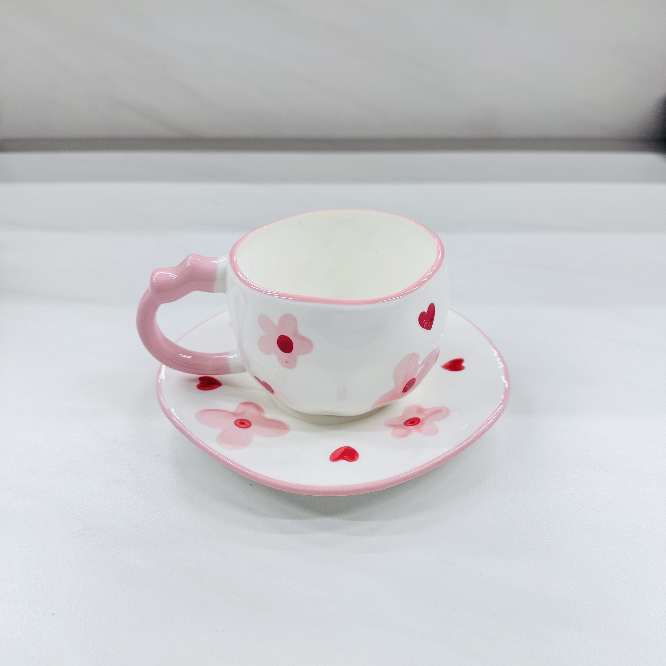 Набор из чашки и блюдца, симпатичная кофейная чашка в горошек, керамическая кружка, стиль ресторанного уровня.