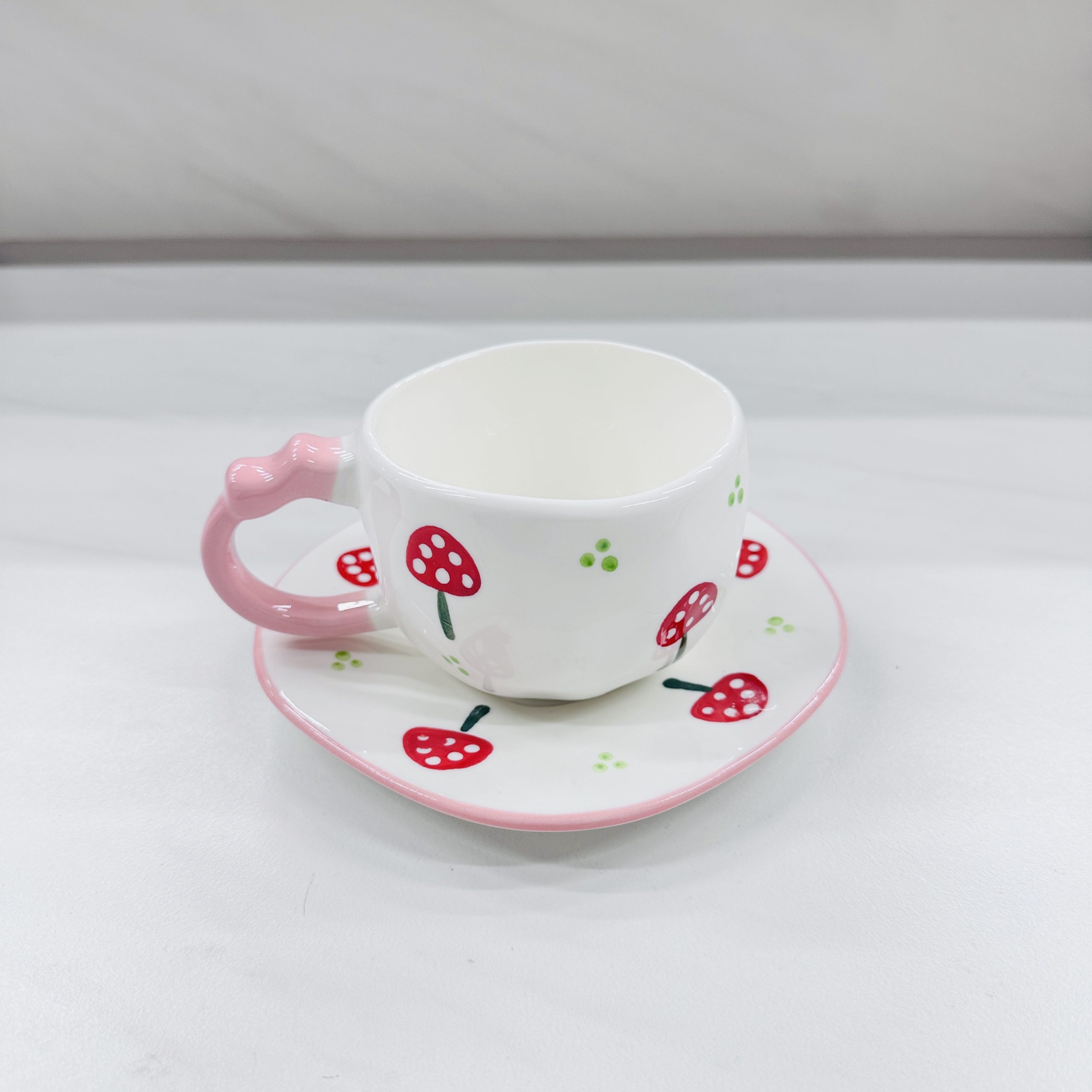 Набор из чашки и блюдца, симпатичная кофейная чашка в горошек, керамическая кружка, стиль ресторанного уровня.