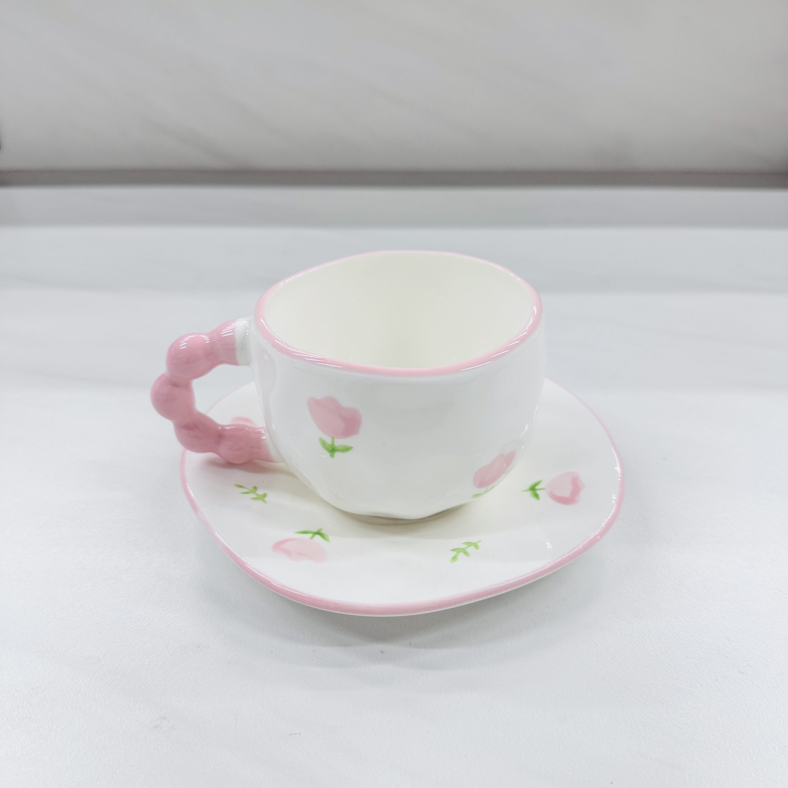 Набор из чашки и блюдца, симпатичная кофейная чашка в горошек, керамическая кружка, стиль ресторанного уровня.